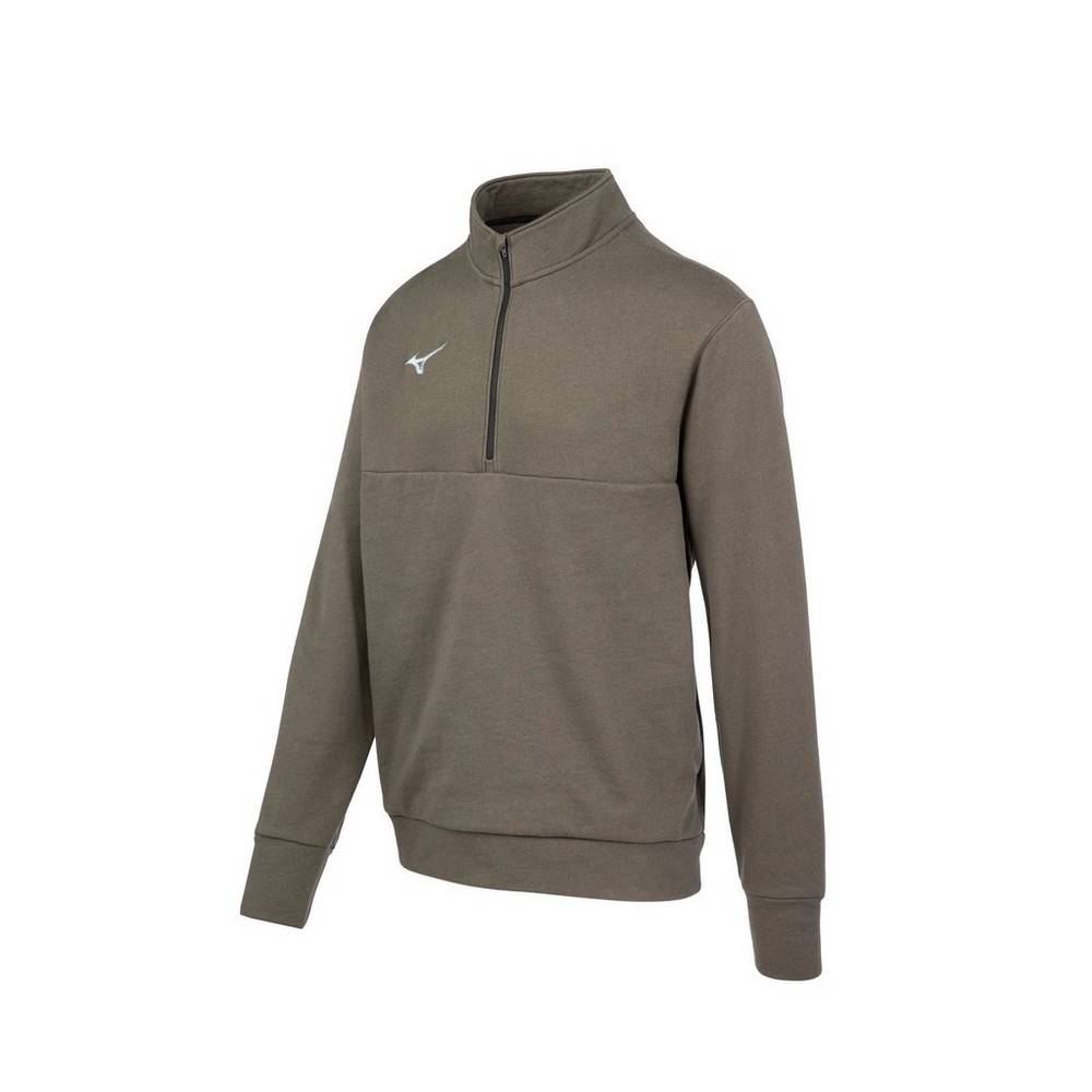 Mizuno MZ1 1/4 Zip Fleece - Erkek Pullover - Gri Türkiye (RLMFZG-974)